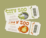 2 cartoon zoo tickets vector
